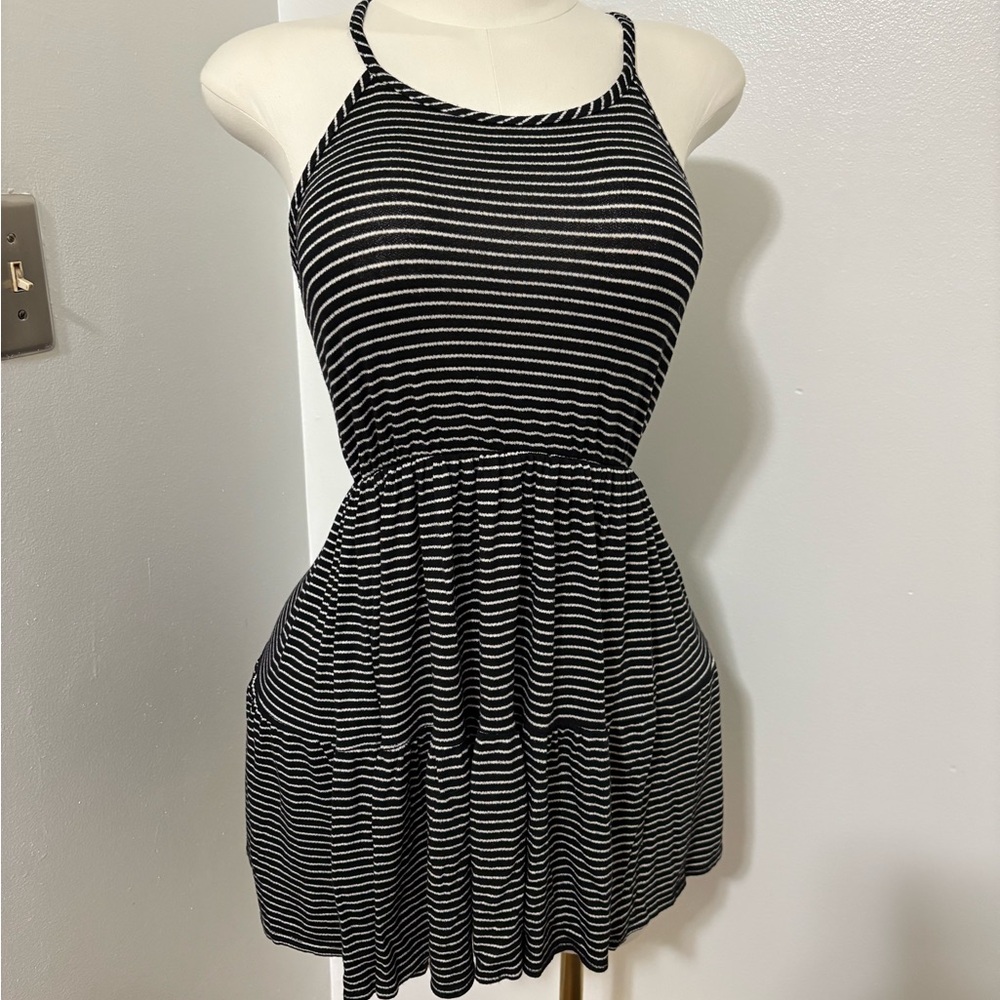 Black & White Striped Halter Summer Dress NWOT Large